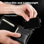 Wallet Tracker Card, Slim Rechargeable Bluetooth Item Locator, Smart Finder Compatible with Apple Find My for Wallet, Luggage, Passport, IP68 Waterproof (iOS Only) (Carbon Fiber Black)