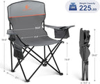 LET'S CAMP Camping Chair 2 Pack Folding Chair with 3-Can Cooler Bag Portable Lawn Chair with Cup Holder,Storage Pocket, Supports 225LBS, Collapsible Chair for Camp, Beach, Picnic (Grey)
