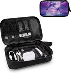 Purple Moonlight Dolphin Print Storage Pouch - Earphone, Cable Organizer, Power Bank & Data Cables Storage, Headset Organizing Multipurpose Bags
