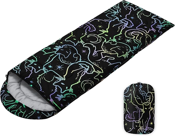 Sleeping Bags for Adults Youth Kids,3D Printing Camping Sleeping Bag for Girls Boys Lightweight Waterproof Cold/Warm Weather Sleeping Bag for 3 Seasons