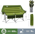 Timber Ridge Double Camping Chair, Heavy Duty Outdoor Folding Camp Couch, Loveseat Camping Chairs Perfect for Campsites, Patio/Lawn, Soccer Games or Other Youth Sports, Supports 600 lbs