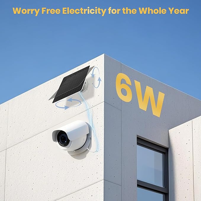 FlexSolar 2 Pack 6W Solar Panel for Security Camera Outdoor, 5V USB Solar Charger Compatible with Rechargeable Battery Powered Cam, Camera with IP67 Waterproof, 9.8ft Cable, 360° Adjustable Bracket