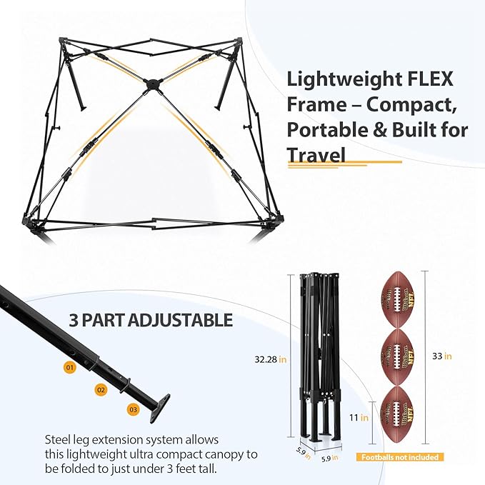 EAGLE PEAK Flex Ultra Compact 4x4 Pop-up Canopy, Sun Shelter, Changing Room, Portable Privacy Canopy Cabana for Pool, Fashion Photoshoots, or Camping, Red Stripe