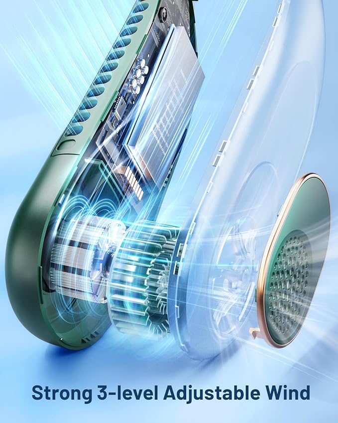 SWEETFULL Portable Neck Fan 360° Cooling Bladeless Personal Fan | No Hair Twisting - 4000mAh USB Rechargeable Wearable Fan for Travel, Birthday Gifts for Men, Women, Mom, and Dad