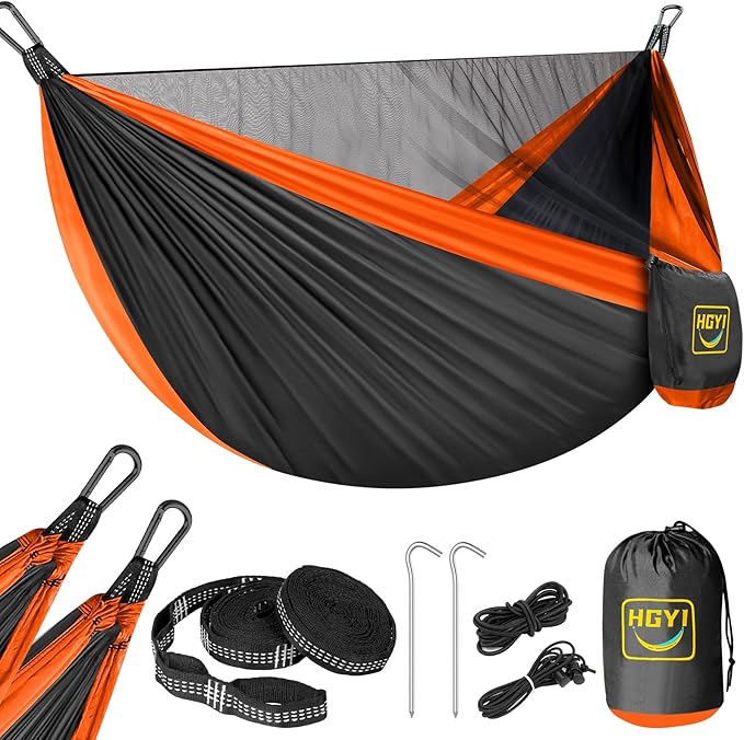 Camping Hammock Mosquito Net,Double & Single Portable Hammocks Hammocks with 2 Tree Straps,Hammock Tent for Travel Camping,Camping Accessories for Indoor Outdoor Hiking Backpacking Backyard Beach