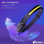 Headlamp, Rechargeable LED Headlamp with Motion Sensor, Up to 1200 lumens and 10 Hours Runtime, 10 Clips and 2 Cases, Waterproof Camping Gear for Hiking, Fishing, Cycling, Repairing