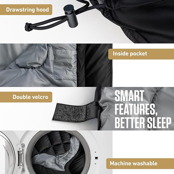 VENTURE 4TH Backpacking Sleeping Bag – XXL, Double and Single Sizes - Lightweight Warm & Cold Weather Sleeping Bags for Adults, Kids & Couples – Ideal for Hiking, Camping & Outdoor Adventures