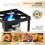 ROVSUN Portable Propane Gas Stove with Detachable & Foldable Side Rack, Single Burner Camp Stove Cooker for Outdoor Backyard Cooking, Camping, Tailgating, Canning, Frying Turkey & Boiling Seafood