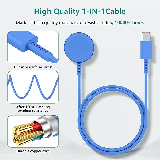 2Pack for Apple Watch Charger Cable, Magnetic Fast Charger to USB-C Cable 3FT, Wireless Fast iWatch Charger Portable Compatible with iWatch Ultra/Series 9/8/7/6/SE/SE2/5/4/3/2/1- Blue