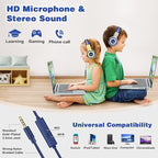 SIMOLIO Kids Headphones with Microphone, 75dB-85dB-94dB Volume Limited Children Headphone with Share Port, On-Ear Wired Headset for PC, Tablet, Airplane Travel(Yellow)