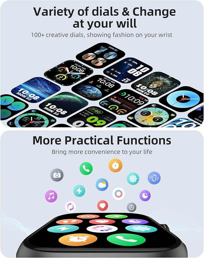 Parsonver Built-in GPS Smart Watch for Men Women with Bluetooth Calling, GPS Fitness Activity Tracker 100+ Sport Modes, Heart Rate Sleep Monitor, Waterproof Pedometer for Android & iPhone(Two Bands)