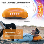 TOBTOS Inflatable Camping Pillow for Camping, Ultralight Backpacking Pillow, Ergonomic Support for Neck & Lumbar, Blow Up Air for Travel, Hiking, Outdoor (Orange)