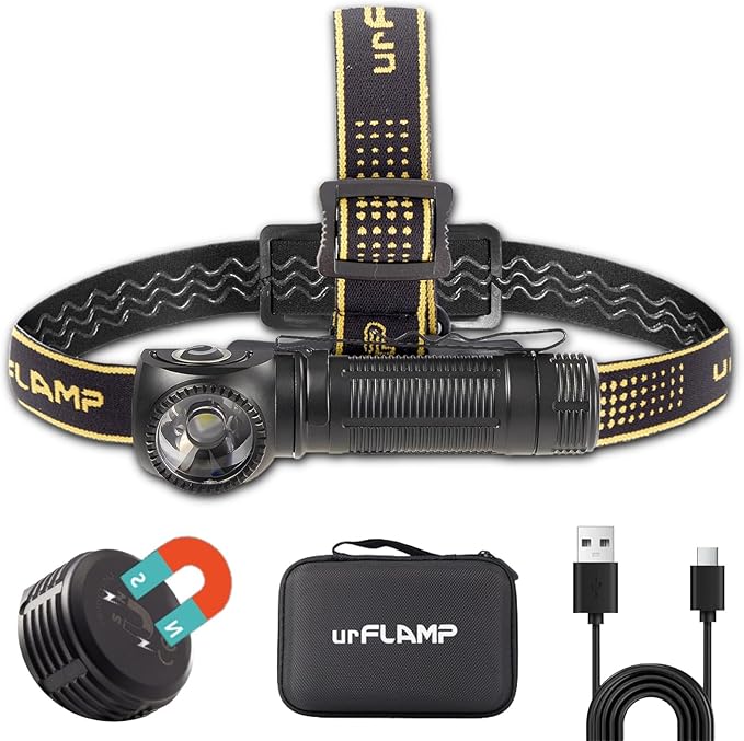 2000 Lumens Rechargeable Headlamp, 3800mAh Proximity Sensor Headlamp & Right-Angle LED Flashlight, Magnetic Base, TIR Lens, IP68 Waterproof, Hands-Free Sensing Control