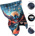 Down Camping Blanket, Ultralight Compact Packable Throw with Snaps for Outdoor Indoor, Travel Stadium Concert Picnic Beach, Puffy 650 Fill Down Water-Resistant Quilt (Mountain Sunset)