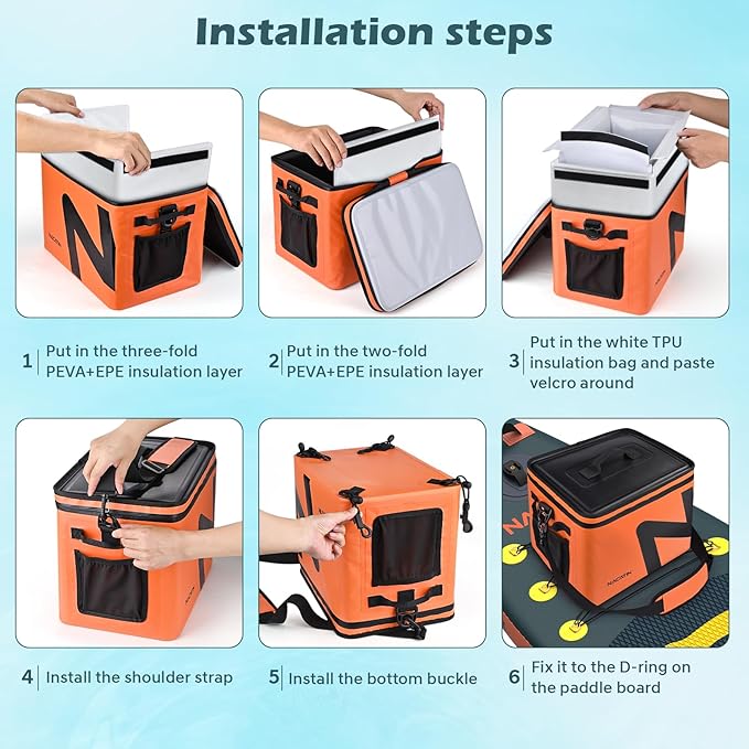 Paddle Board Cooler, Large 5-Layer Leakproof Insulated Cooler Bag with Bottle Opener, Removable Inner Liner Cooler Bag for Travel, Camping, Picnic, SUP