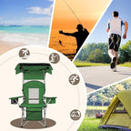 BDL Camping Chair with Canopy Shade Portable Folding Beach Chairs with Cooler, Mesh Backrest, Cup Holder, and Pocket for Camping, Fishing, Beach, and Sports,Green