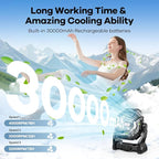 30000mAh Solar Fan with LED Lantern, 10W Solar Panel Rechargeable Battery Powered Camping Fan for Outside, 9 Inch Portable Battery Operated Hurricane Supplies for Picnic, Barbecue, Fishing, Travel