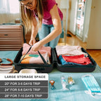 Kono 3 Piece Luggage Sets Expandable(only 28") Lightweight with Spinner Wheels TSA Lock Hardside Travel Rolling Suitcases 20in 24in 28in Carry on Black