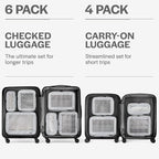 Aerotrunk Compression Packing Cubes for Travel - Luggage Organizer Bags - Double Zipper Packing Cubes for Suitcases (12-Pack, Light Grey)