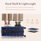 Sweetcrispy Carry on Luggage, Hard Shell ABS Suitcase with Double Spinner Wheels, Lightweight Expandable Rolling Suit Case with TSA Lock, 20 Inch Navy Blue