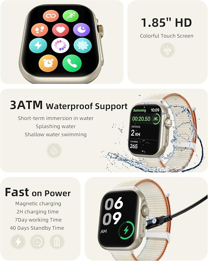 Parsonver Built-in GPS Smart Watch for Women Men with Bluetooth Calling, GPS Fitness Activity Tracker 100+ Sport Modes, Heart Rate Sleep Monitor, Waterproof Pedometer for Android & iPhone(Two Bands)