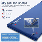 Elegear Self Inflating Sleeping Pad, 3.15" Ultra-Thick Memory Foam Camping Pad with Pillow Fast Inflating in 20s Insulated Camping Mattress Pad 4-Season Camp Sleeping Mat for Camp/Travel/Car/Tent