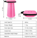 Upgraded Folding Stool - 485lbs Load Capacity,Telescopic Stool,Portable Collapsible Seat for Camping,Fishing,Hiking,Travel (Square-Pink)