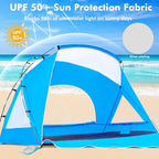 Beach Tent, Portable Sun Shelter for 2/3/4/6-8 Person with UPF 50+ UV Protection, Easy Setup Waterproof Beach Shade Canopy Cabana for Family Outdoor and Picnics, Fishing with Carrying Bag