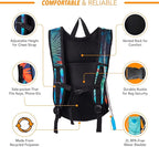 Vibe Festival Gear Hydration Pack Backpack with 2L Water Bladder for Women, Men, Teens, Kids - Hydropack Hydro Sports, Outdoor, Running, Camping, Hiking, Festivals, Raves