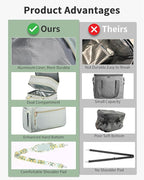 Double Deck Lunch Box for Women, Expandable Insulated Large Lunch Bag Women Leakproof Lightweight Lunch Cooler Bag Durable Lunchbox for Work Outdoor Travel, Green