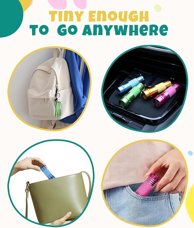 EverBrite 4-Pack Mini LED Aluminum Flashlight Party Favors Colors Assorted for Hurricane Supplies with Handle Glow in Dark