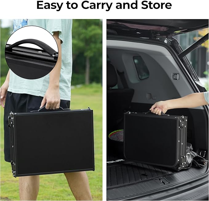 Folding Camping Table with Storage Net,3ft Portable Aluminum Picnic Table with 3 Adjustable Height Max 27.3 Inch for Outdoor Backyard BBQ Camp Cooking Tents Beach Indoor Bedroom（Black）