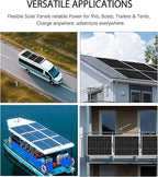 Flexible Solar Panel 50W 12V Monocrystalline Module Fiberglass Lightweight Charge for RV Trailer Boat Cabin Van Car Uneven Surfaces (50W-1)