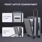 NINETYGO Carry On Luggage 22X14X9 Airline Approved with Front Pocket, 20 Inch Luggage with Front Compartment, Expandable, Double Spinner Wheels, Hardsided PC, TSA Lock (Midnight Black, Seine Max)