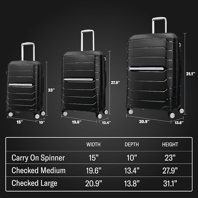 Samsonite Freeform Hardside Carry-On Luggage with Spinner Wheels - Hardshell Suitcase - TSA, Airline-Approved - Expandable Hard Shell, Smooth Rolling Wheels for Lightweight Travel - White/Grey