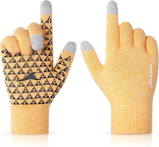 Achiou Winter Gloves, Glove for Men Women, Upgraded Touch Screen Texting Warm Running with Thermal Soft Knit Lining