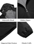 COOFANDY Men's Packable Rain Jacket Lightweight Waterproof Raincoat with Hood Travel Hiking Golf Windbreaker