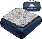 Sherpa Warm Outdoor Camping Blanket - Waterproof Stadium Blanket for Cold Weather, Camp, Sports Mom and Concert - Camping Quilt 80" X 58" (Blue)