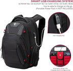 Swissdigital Design Travel Backpack for men, TSA Friendly USB Charging RFID Protection Business Backpack Fits 15.6" Laptops Black | J14-BR
