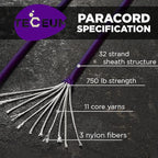 TECEUM 5/32" Paracord Rope 1000 – 1000ft / 200ft / 100ft / 50ft – Tactical Parachute Cord 4mm – 45+ Colors – Nylon String for Survival & Camping Gear – Stripe Cord for Survival – Utility Rope