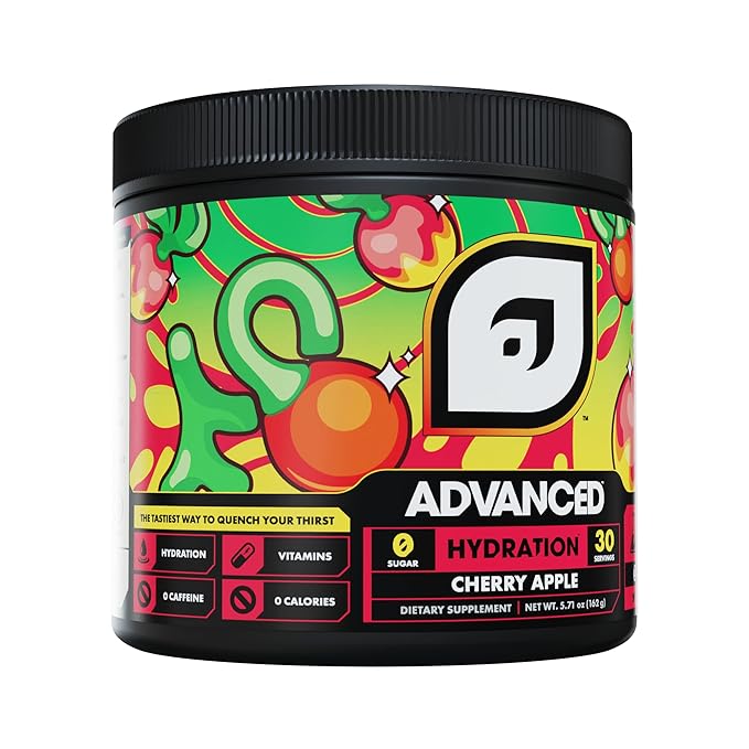 Advanced Hydration High-Performance Electrolyte Drink Mix with B Vitamins for All-Day Hydration - Caffeine Free, Zero Calories, Sugar Free, & Keto Friendly - (30 Servings, Cherry Apple)