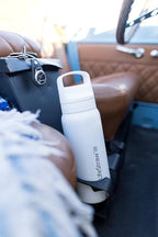 LifeStraw Go Series — Insulated Stainless Steel Water Filter Bottle for Travel and Everyday Use Removes Bacteria, Parasites and Microplastics, Improves Taste, 24oz Polar White