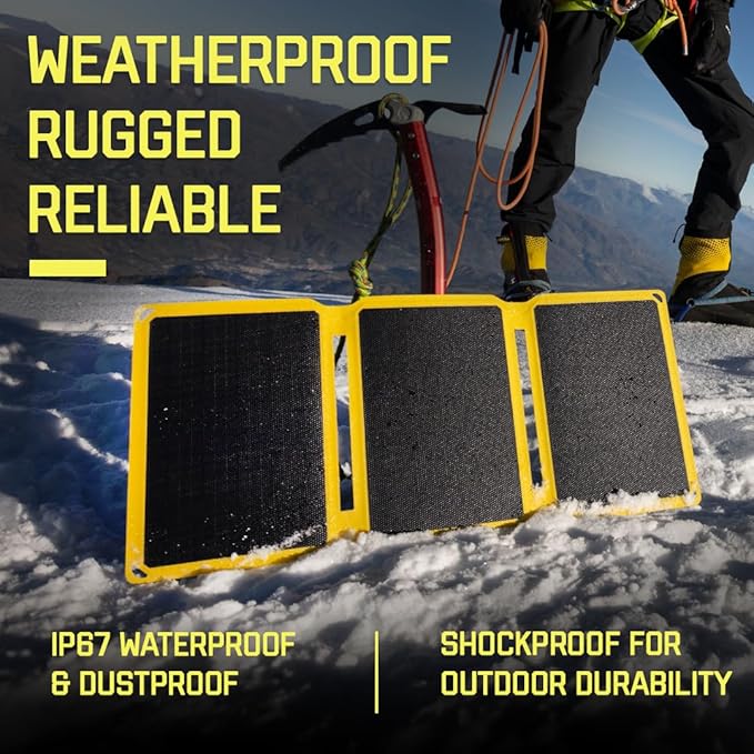 SunJack – 15 Watt Foldable Solar Panel, ETFE Monocrystalline Portable Solar Panel with USB-C and USB-A, IP67 Waterproof Solar Panels for Camping, Backpacking, Hiking and Travel