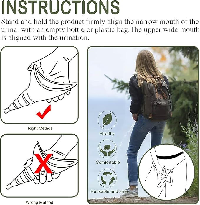 Female Urination Device, Reusable Female Urinal Silicone Women Pee Funnel Allows Women to Pee Standing Up, The Perfect Companion for Camping,Outdoor,Travel（Fuchsia）