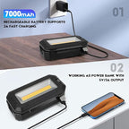 Work Light, Portable LED Work Lights, 7000mAh Rechargeable Camping Lights,1200 Lumens Magnetic Work Light for Job Site,Emergency and Camping (Black)