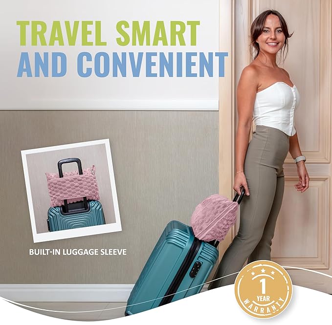 BOACAY Packable Travel Blanket for Airplane, Car - Compact Office Blanket - Portable Pillow for Adults, Kids with Case, Luggage Sleeve, Backpack Clip