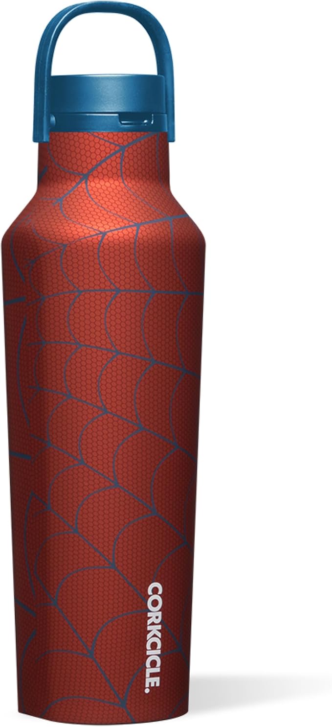 Corkcicle Sport Canteen - Keeps Beverages Cold 25 Hours - Triple Insulated Stainless Steel - Screw-On Lid - Reusable Bottle - Summer Drinkware Gift - Keeps Drinks Ice Cold - 20 oz - Spider-Man