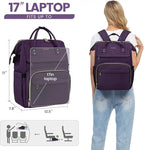 LOVEVOOK Laptop Backpack for Women,17 Inch Professional Womens Travel Backpack Purse Computer Laptop Bag Nurse Teacher Backpack,Waterproof Work Bags Carry on Back Pack with USB Port,Dark Purple