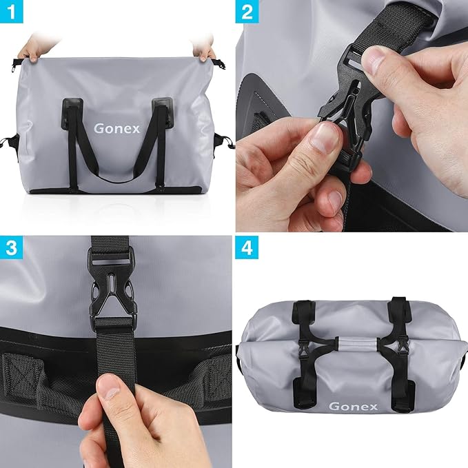 Gonex 40L 60L 80L Extra Large Waterproof Duffle Travel Dry Duffel Bag Heavy Duty Bag with Durable Straps & Handles for Kayaking Paddleboarding Boating Rafting Fishing