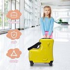 Kids Ride On Suitcase with Wheels, Scooter Luggage for Toddlers Travel, Durable Children's Suitcase for Boys & Girls Ages 2-15 Years Yellow
